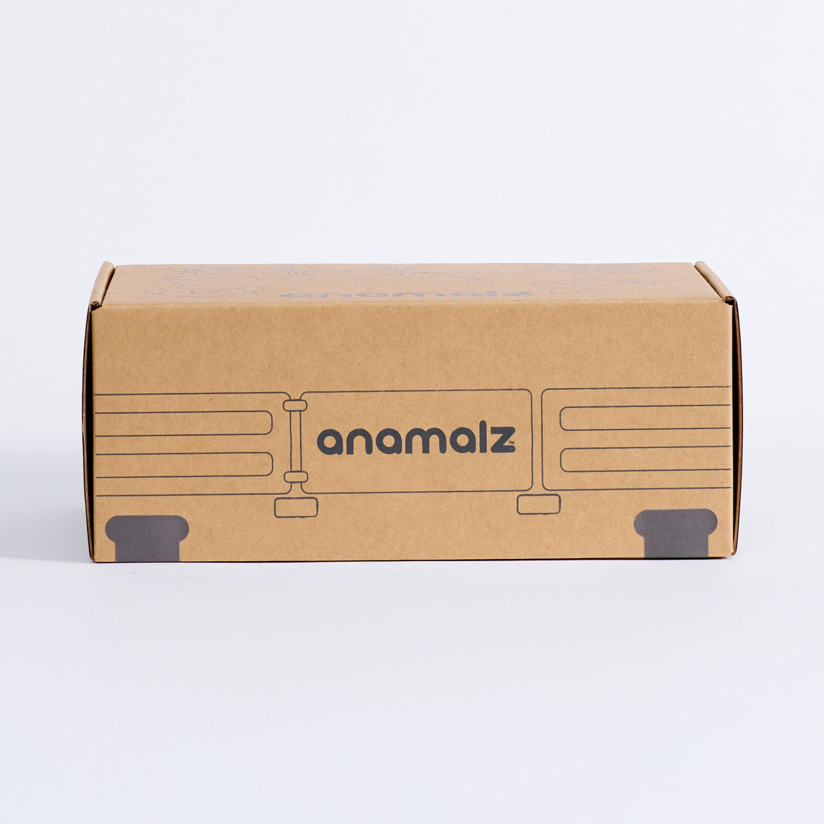 Tractor & Trailer Set gift box, side view with anamalz logo