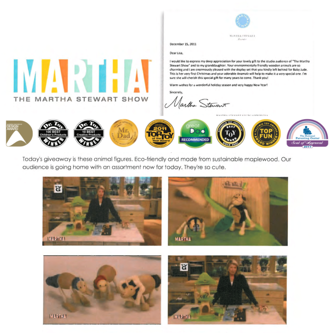wooden animal toys on the martha stewart show
