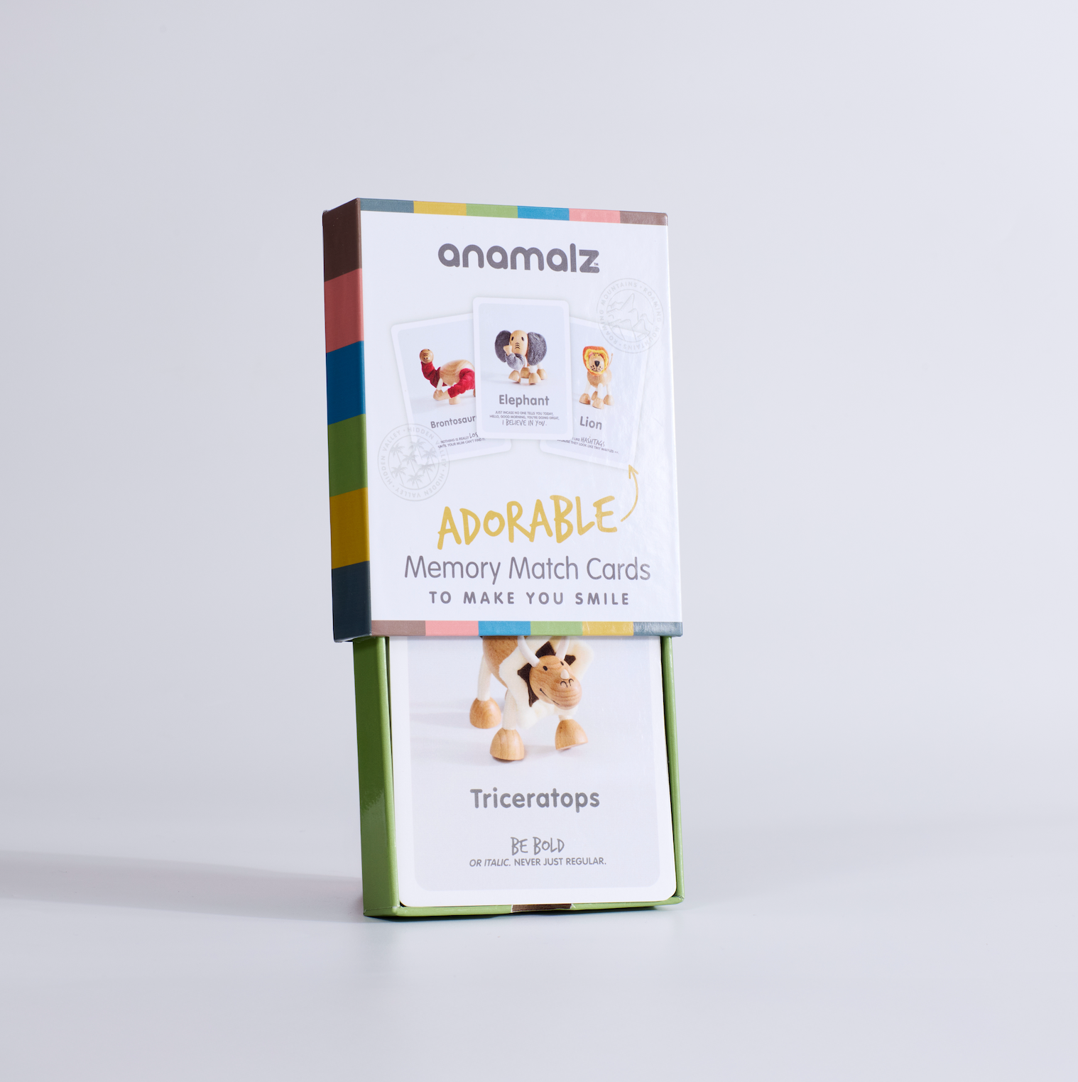 Memory match card game packaging with 'anamalz' branding on a white background