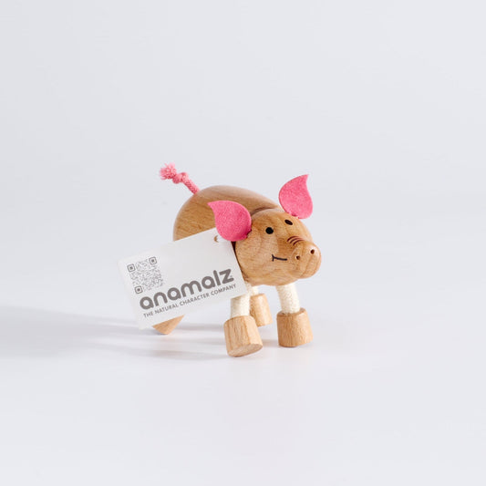 Anamalz wooden pig toy – eco-friendly wooden animal toy for kids
