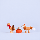 Harvest Mini Crate Turkey, Pumpkin and Fox wooden toys, side view