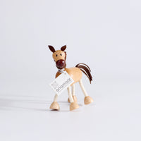 Anamalz Wooden Horse Toy showcasing soft fabric mane and tail – eco toy promoting tactile exploration