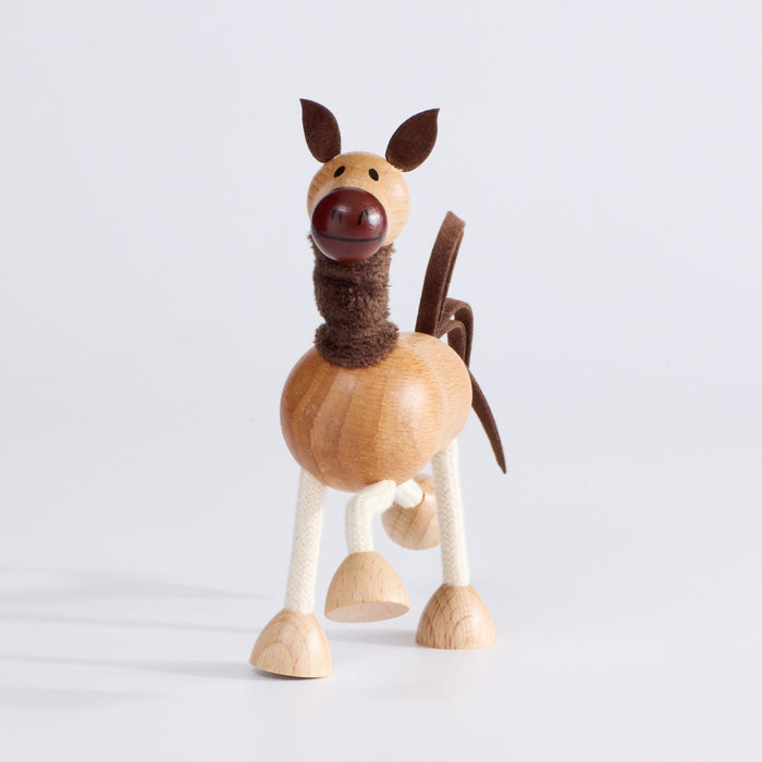 Front view of Anamalz Natural Wooden Horse Toy – eco-friendly educational toy for toddlers