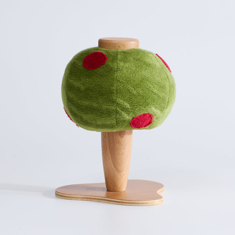 Anamalz Apple Tree toy with a green plush top and red spot apples, standing on a wooden base.