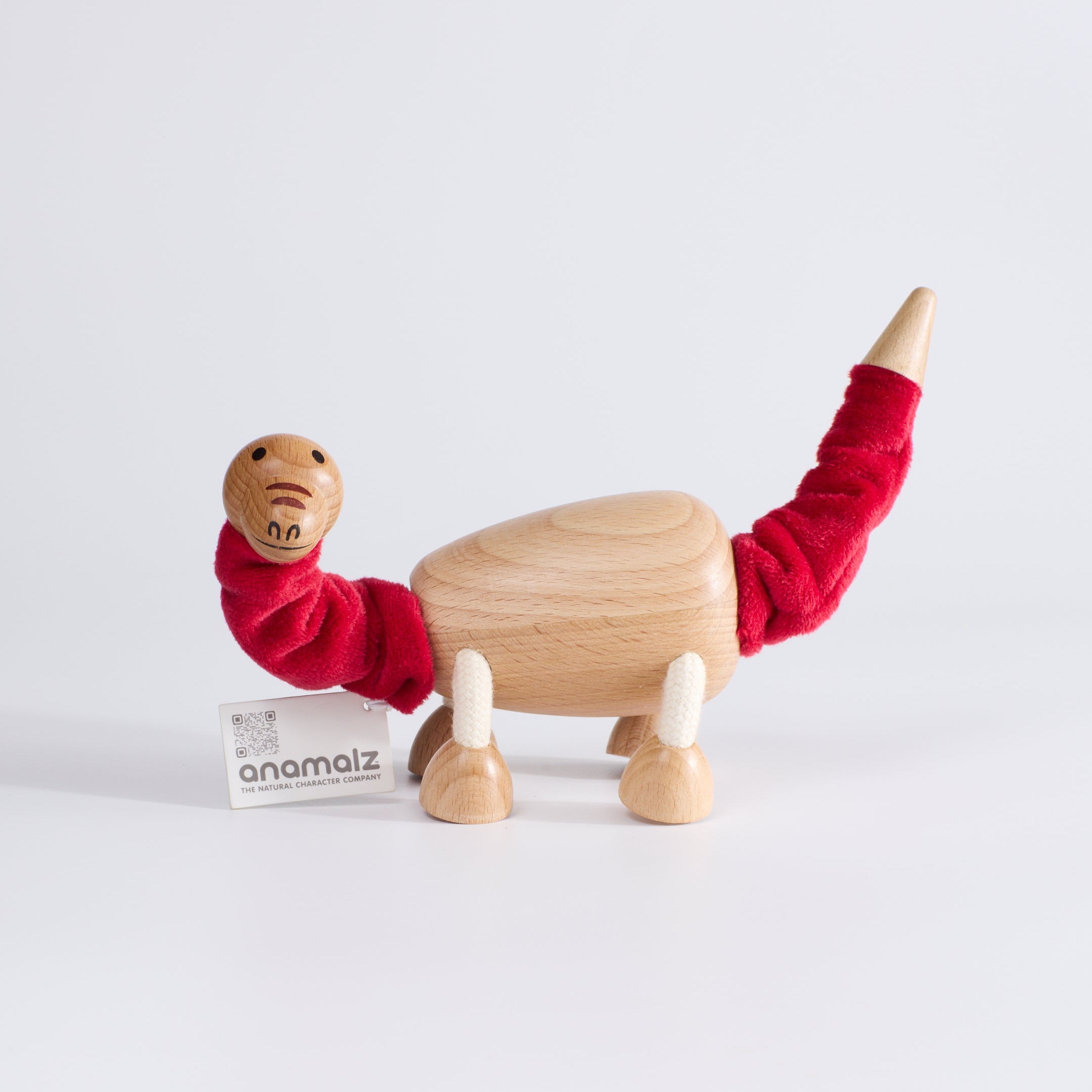 Wooden Dinosaur Toys for Toddlers with red fabric design