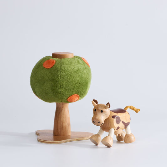 Anamalz Orange Tree toy with a green plush canopy, orange spots, and a wooden trunk and base.